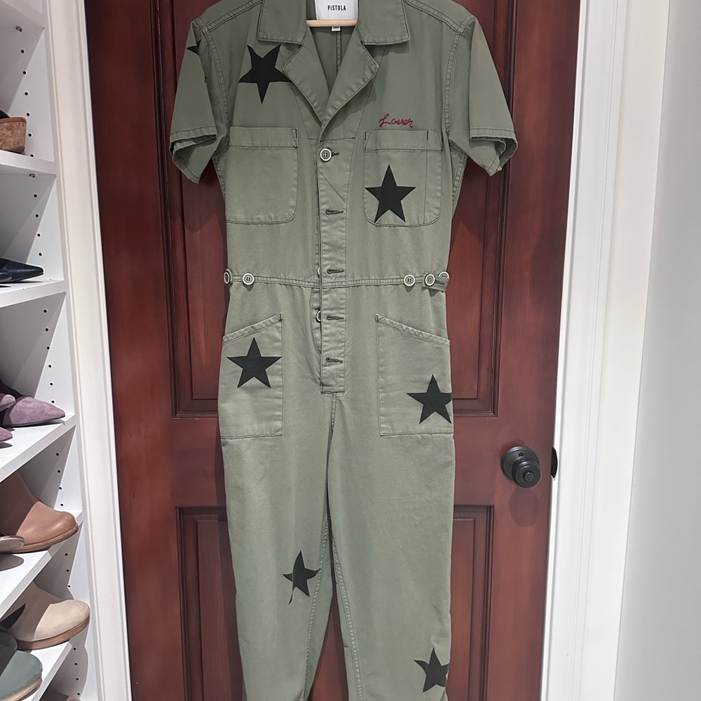 Pistola Jumpsuit with Black Stars and Red Embroidery - Picture 2 of 5